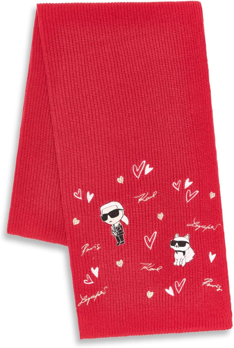 KARL LAGERFELD womens Embroidered Karl Hearts Winder Scarf - Image 3