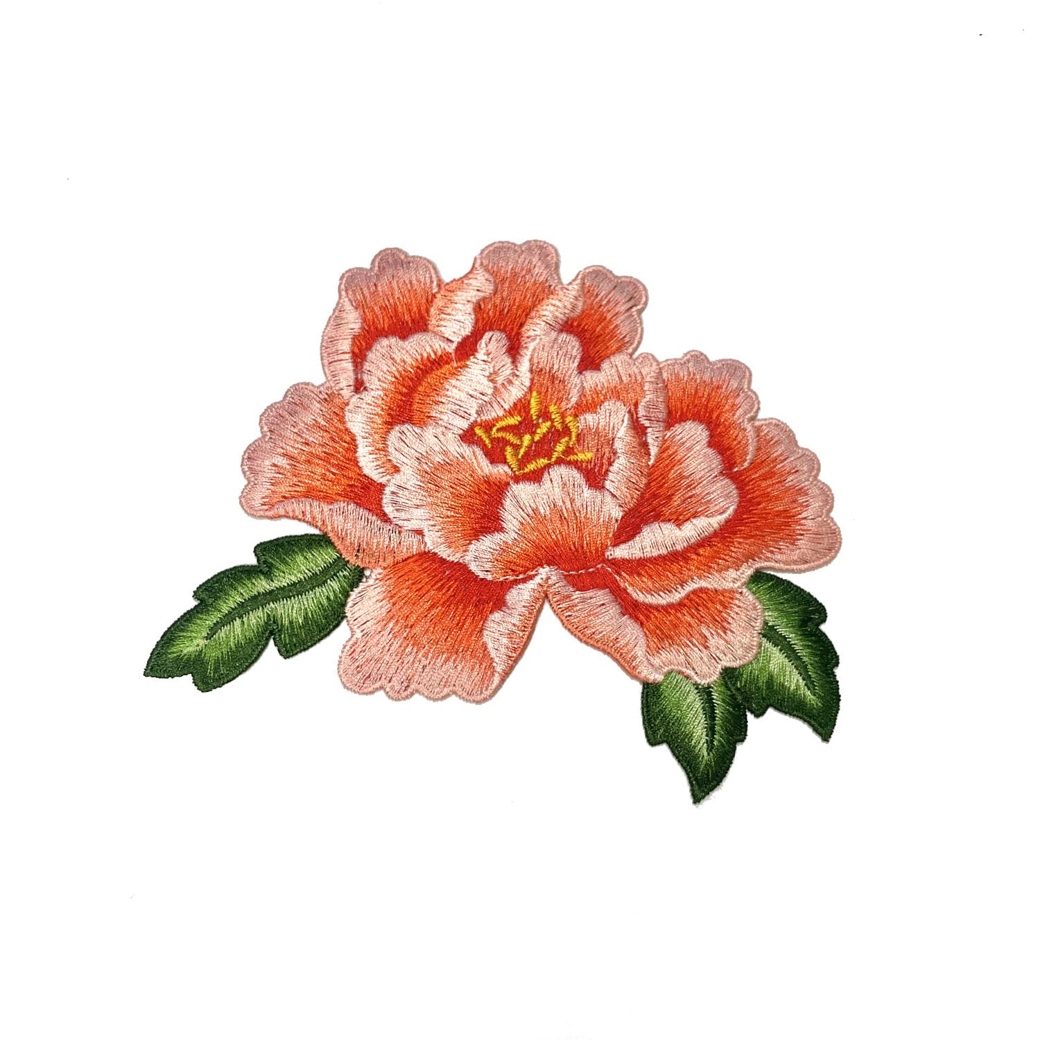 Sourcemall Sew on Peony Patches, Embroidered Flower Appliques for DIY Clothing, Jackets, Jeans, Backpacks, Hats, Arts Craft Sew Making (Orange Peony