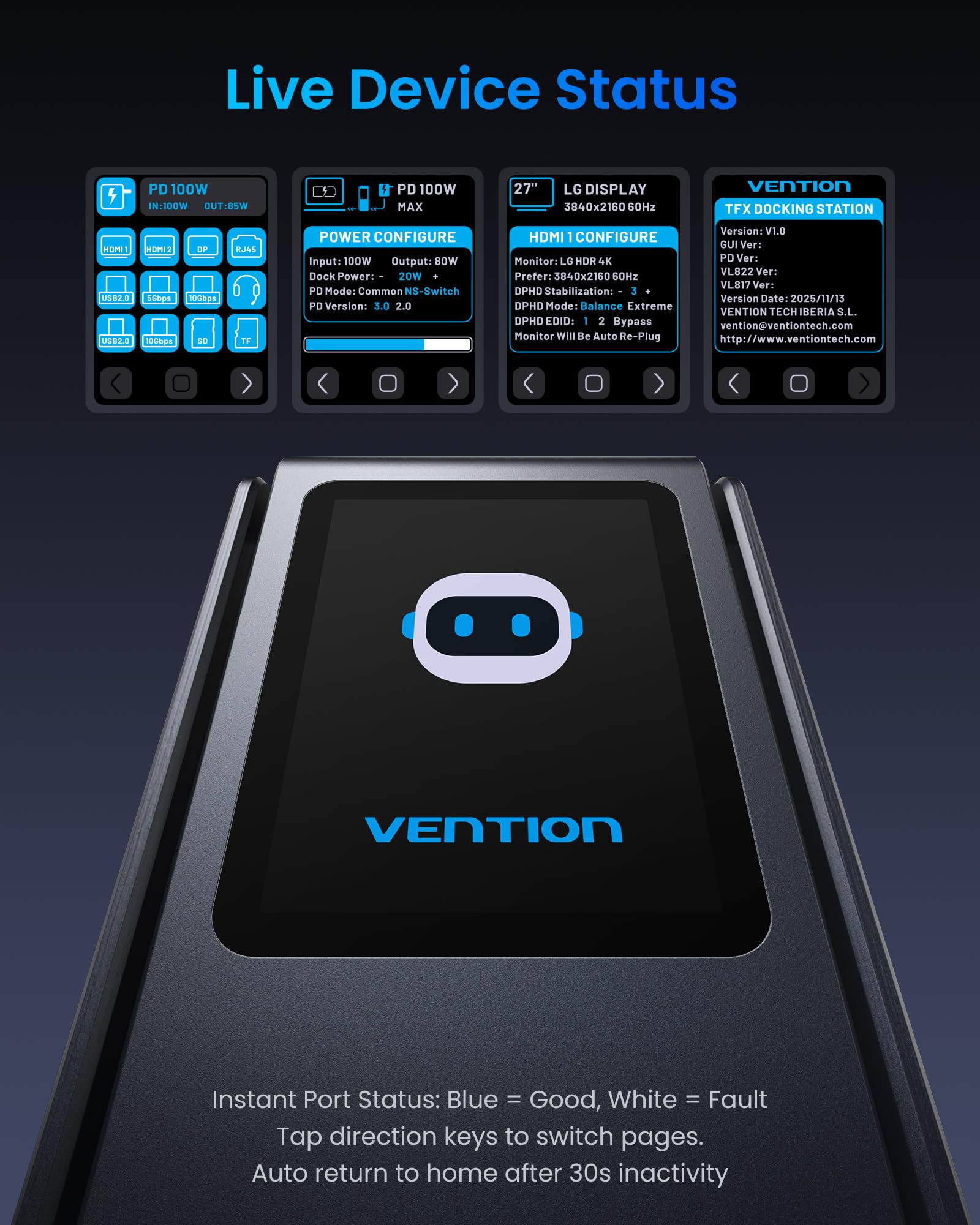 VENTION 13 in 1 USB C Docking Station Per 3 Monitor Con Display Touchscreen,Dock USB C Compatibile Con Dell,Hp E Macbook,Display 8K,1*Dp,2*Hdmi,USB 3.2 Da 10 Gbps,Pd Da 100 W Con 2 Cavi Usb-C
