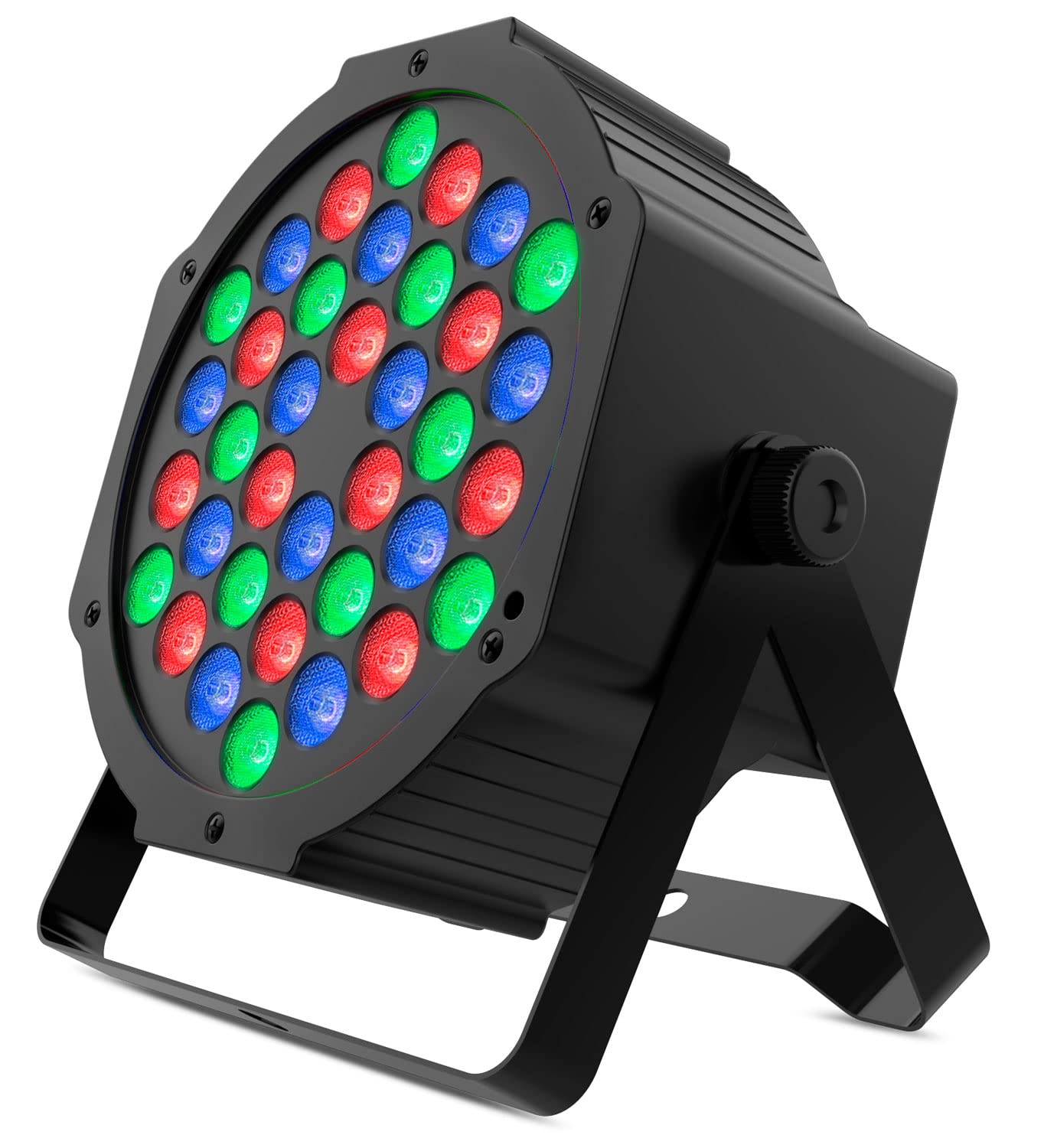 Audibax Montana 36 - Faretto LED Disco - Faretto Mobile Professionale - Dotato di 36 Luci LED RGBW da 1W - Sincronizzazione con Musica - Modalità Automatica - Connessione DMX 7 Canali