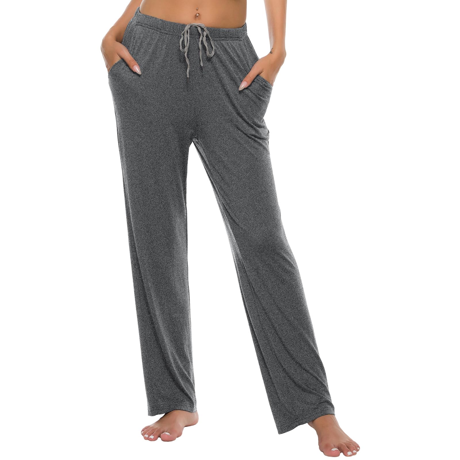 JINSHI Donna Pantaloni Pigiama Lunghi Morbide Modal Abbigliamento da Notte Casa con Tasche