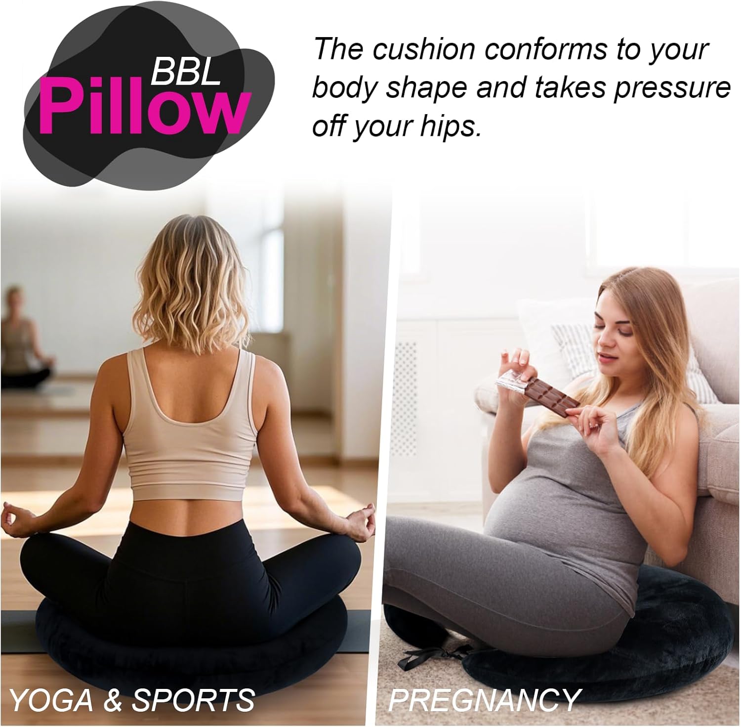 BBL Pillow After Surgery for Butt Sleeping Sitting, Driving Donut Hemorrhoid Pillow, Seat Support Hip Cushion, Cotton BBL Post Surgery Recovery Must Haves (Upgraded)