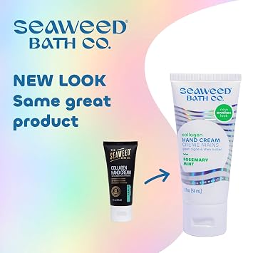 Seaweed Bath Co. Collagen Hand Cream, Rosemary Mint Scent, 2 Ounce, Sustainably Harvested Seaweed, Green Algae, Shea Butter
