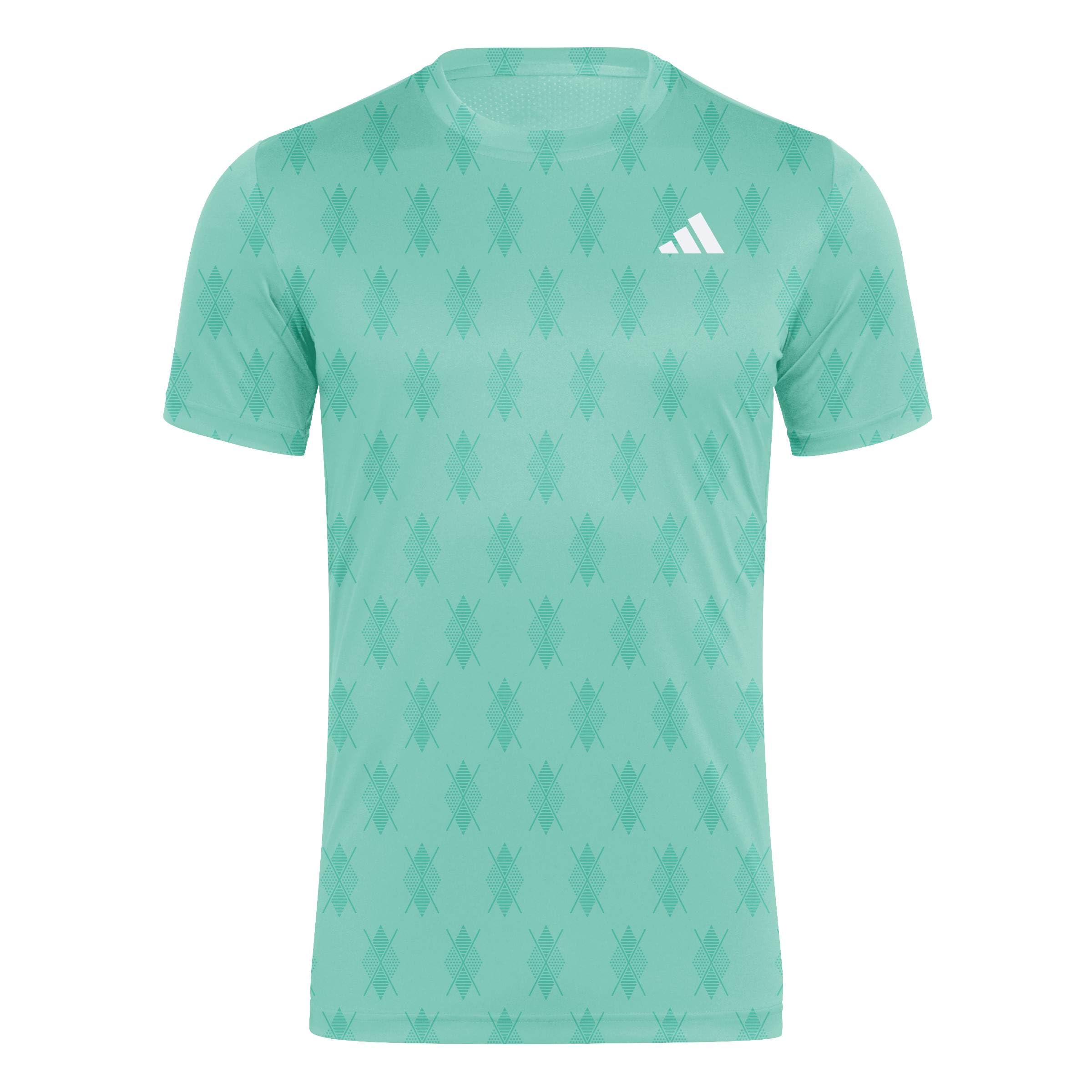 adidas Men's Club Tennis Climacool Graphic Shirt, semi Court Green/Collegiate Green, S