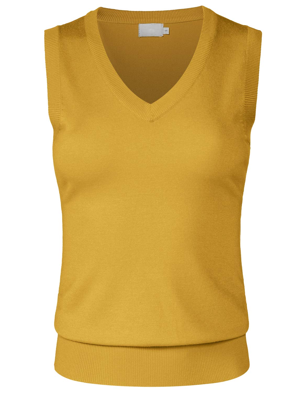 Women's Solid Basic V-Neck Sleeveless Soft Stretch Pullover Sweater Vest Top