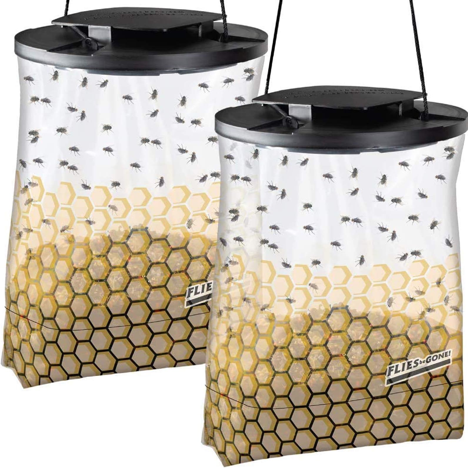 Flies Be Gone Fly Trap - Disposable Non Toxic Fly Catcher -Made in USA - Natural Bait Trap for Patios, Ranches, Outdoor Environments - Easy to Use Outdoor, Keeps Flies from Coming Indoors