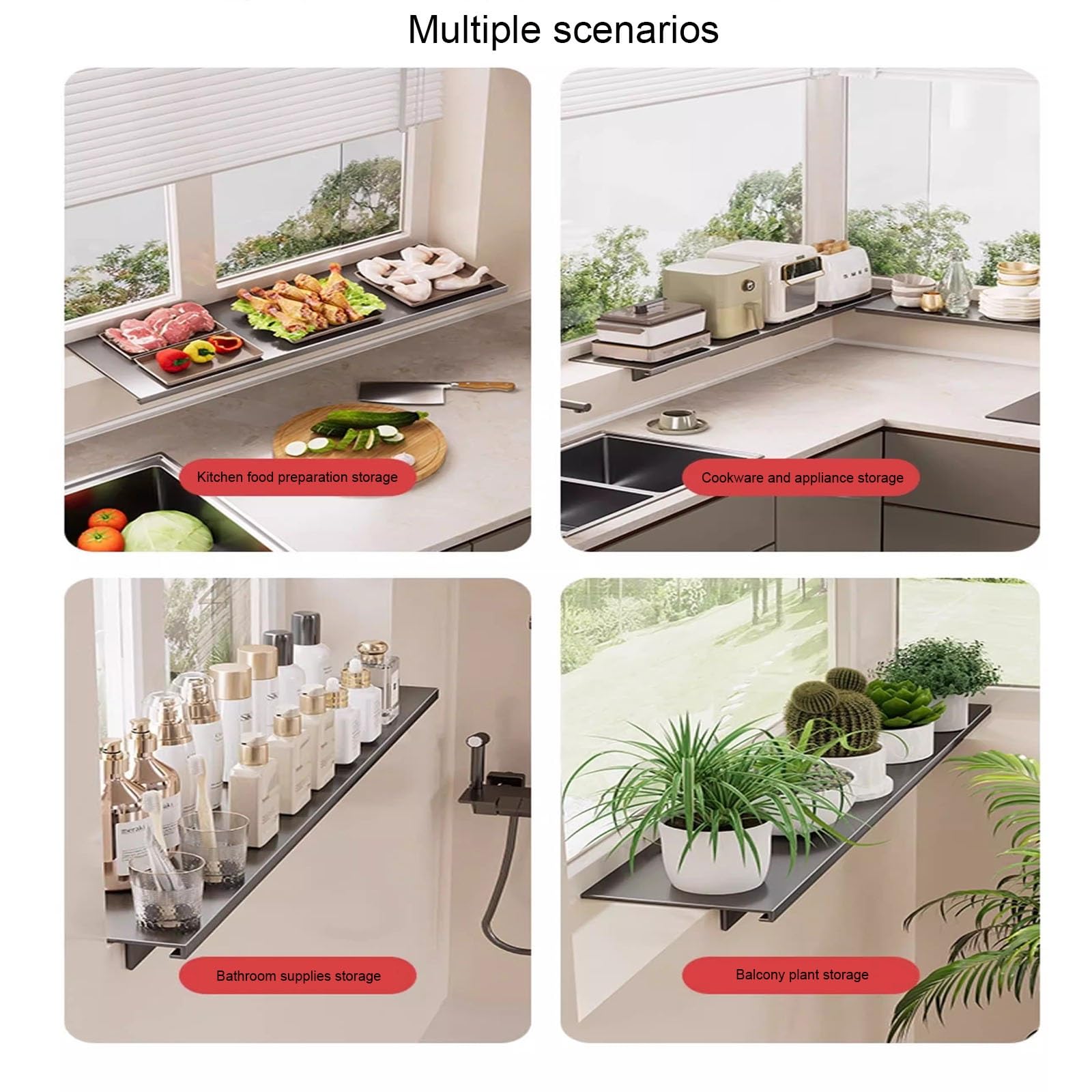 Fensterbank-Verlängerungsregal, einfach zu installieren, ohne Bohren, Aufbewahrungsregal für Küchenfenster, Weiß (L 50 x B 20 cm) – maximiert Platz und Nization