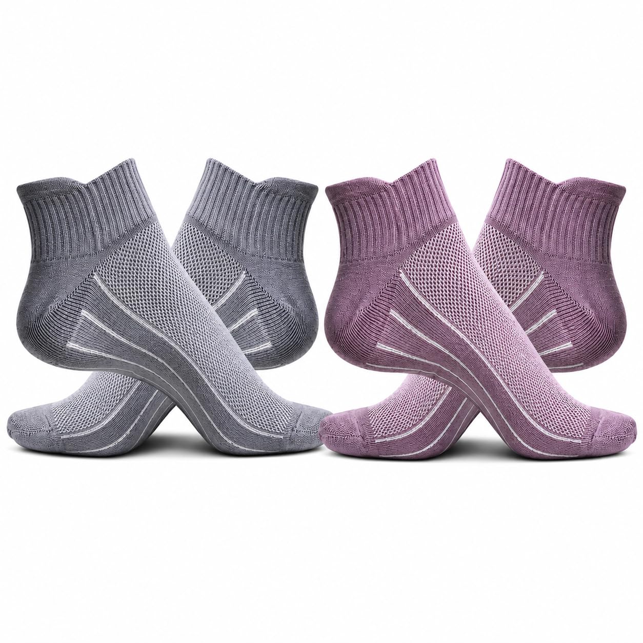 Women Ankle Socks Breathable Mesh Sports Socks with Arch Support, Cotton Blend Low Cut Socks for Gym, Walking, Running, Yoga & Daily Wear -Pack of 2 (Multicolor)-image-12