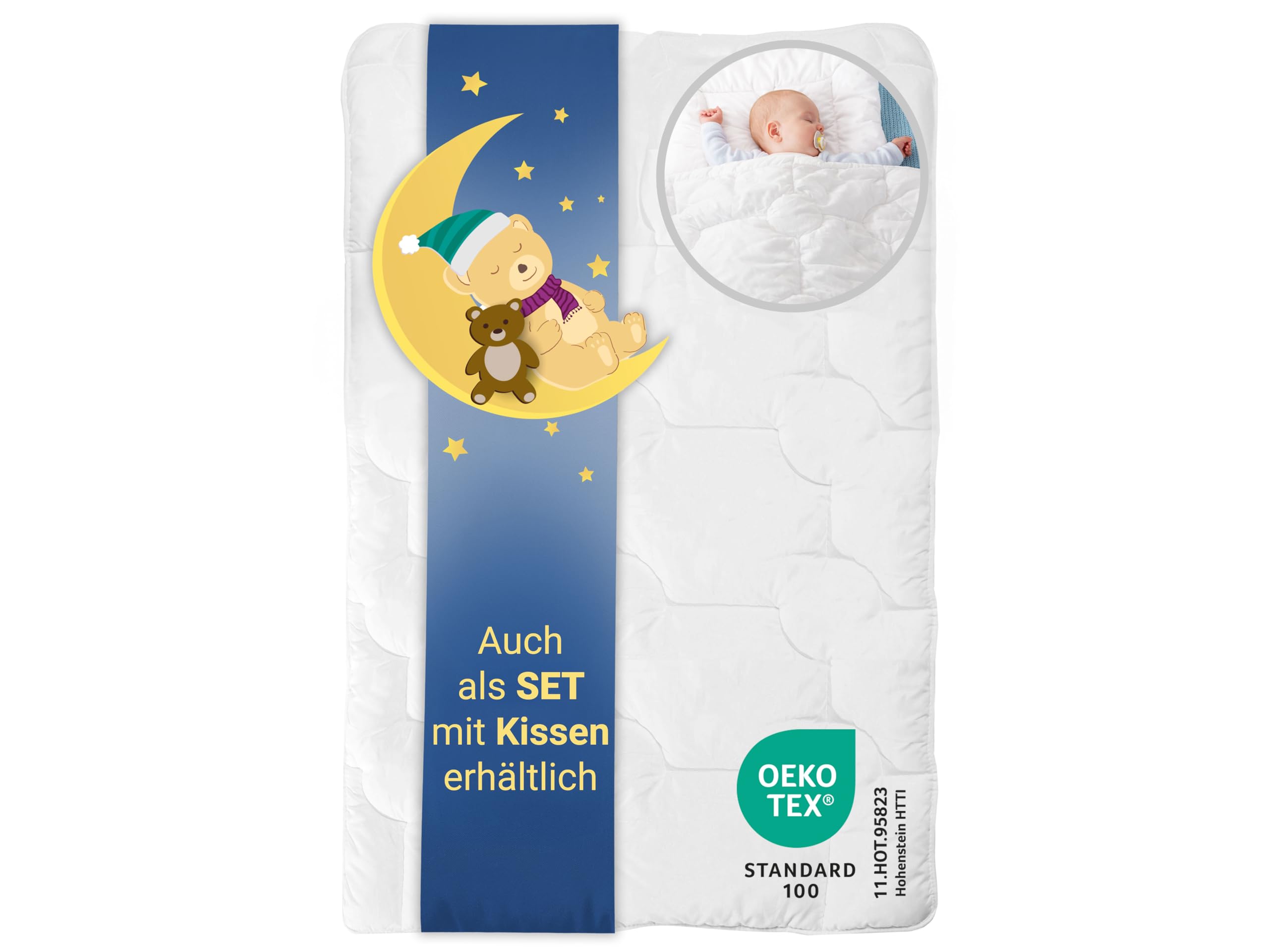 ZOLLNER Bettdecke für Kleinkinder - für Allergiker geeignet – Mischgewebe - waschbar bis 95°C – 100x135 cm - Hotelqualität