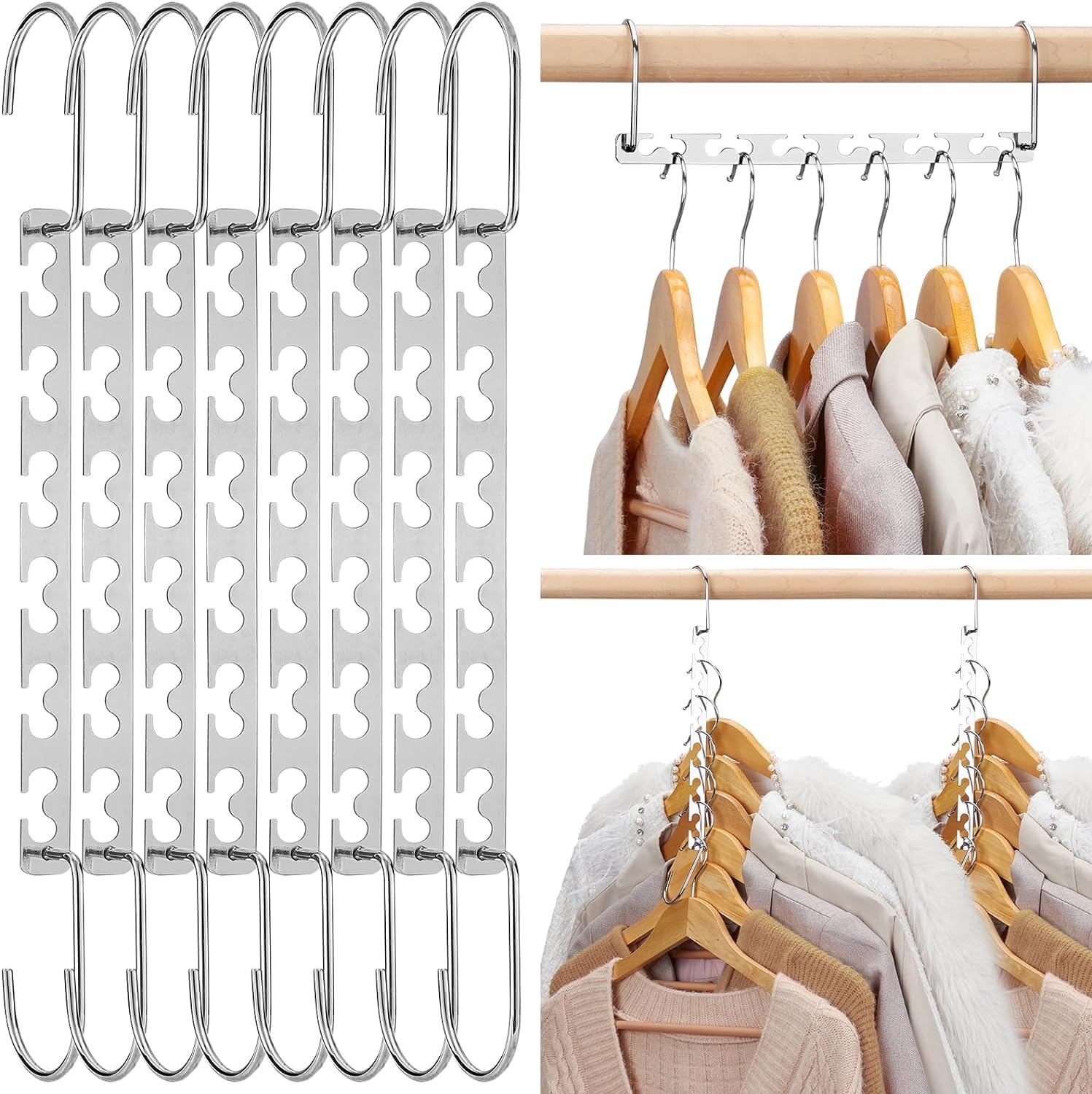 MostNow 10 Pack Space Saving Hangers for Clothes, Collapsible Metal Hangers Organizer, Closet Hangers Space Saver, Magic Hangers for Organization and Storage