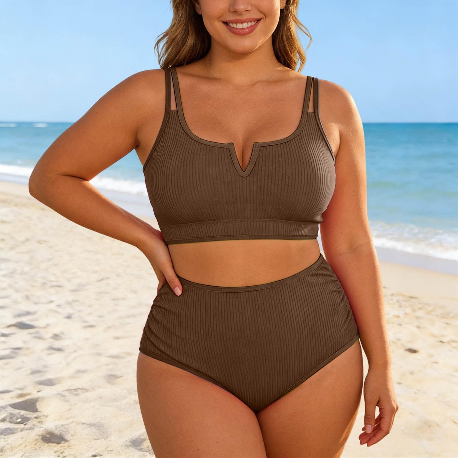 Conjunto De Bikini para Mujer,Talla Grande Vikinis Estampado Moda Sexy Bañador Verano Natación Diseño Bandeau Moderno Talla Ajustable Vacaciones Tropicales#G