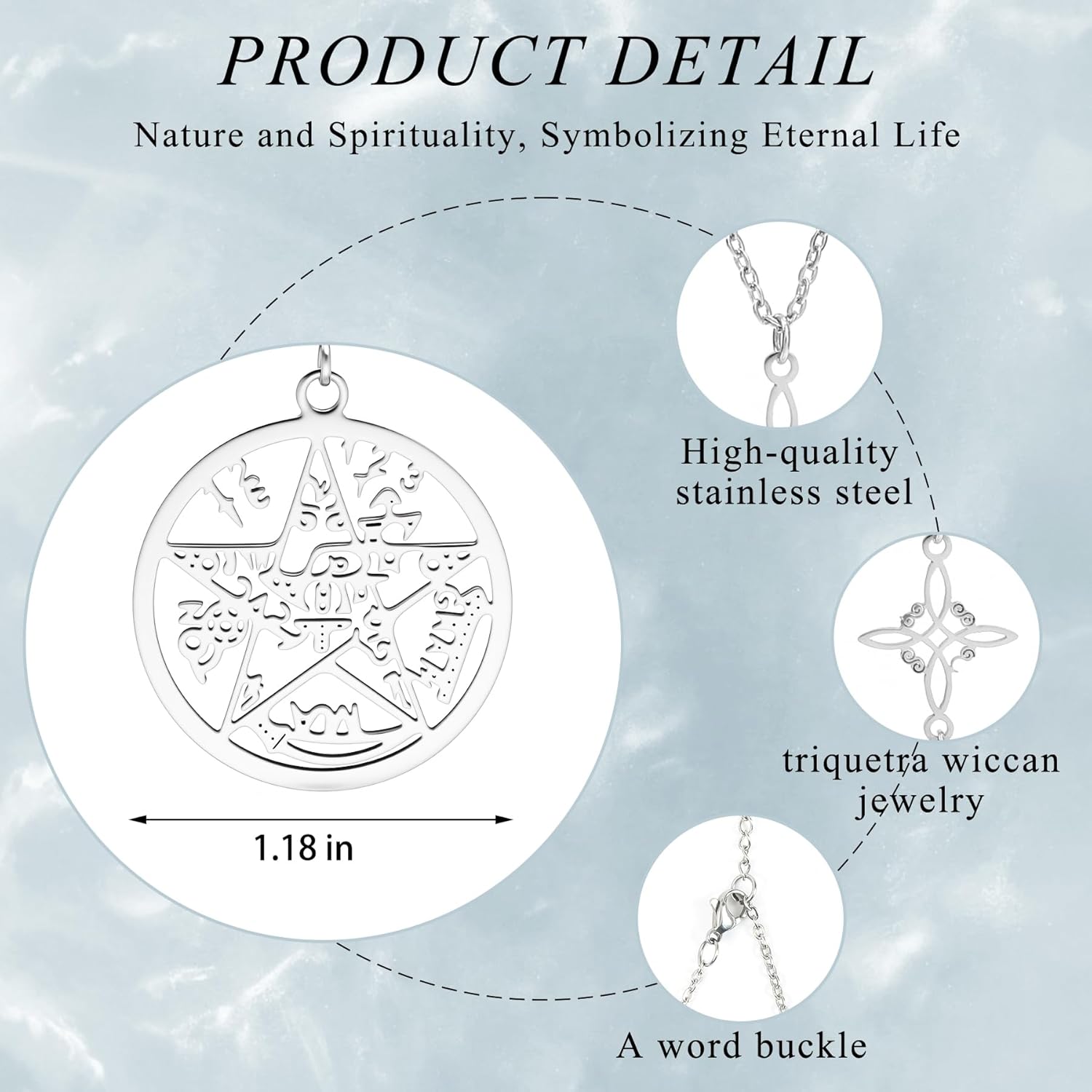 Witches Knot Necklace - Triquetra Celtic Knot Necklace, Stainless Steel Triquetra Pentacle Wiccan Jewelry, Nudo de Brujas Amuleto de Protección, Pagan Christian Celtic Witchy Jewelry for Women - Image 6