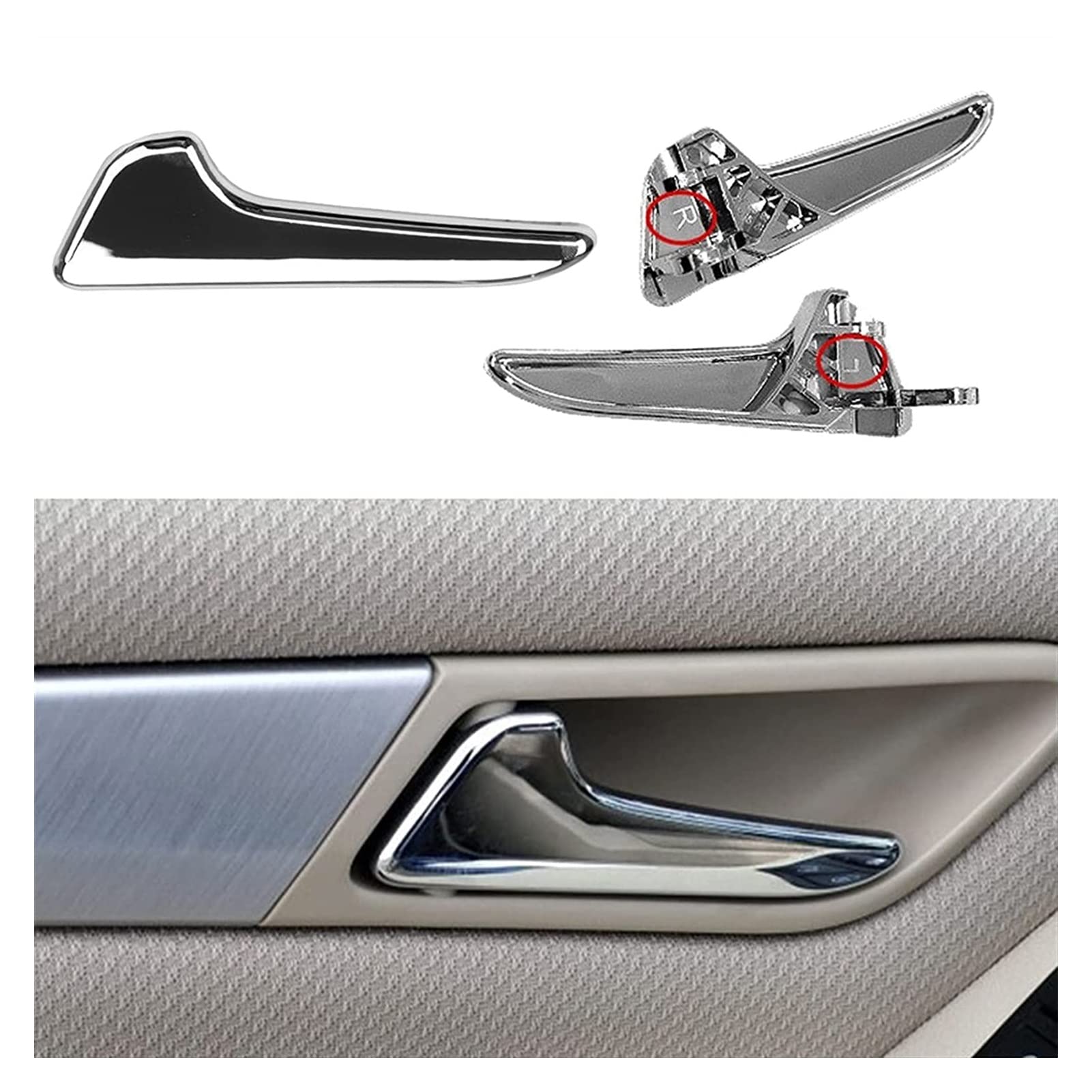 Maniglia Interna Auto Cromata Per Mercedes Classe A W169 E Classe B W245 - Copriguscio Sinistra/Destra Argento Brillante - Sostituzione Diretta 1697600308