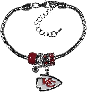 NFL Siskiyou Sports Womens Kansas City Chiefs Euro Bead Bracelet One Size Team Color