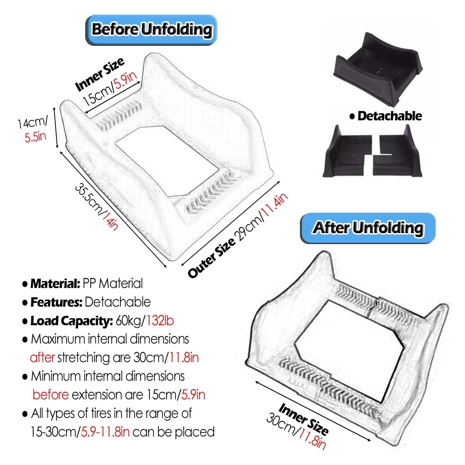 Supporto Regolabile per Cerchi in Lega - Espositore e Supporto per Pneumatici, Ideale per fiere - Nero, 35,5 x 29 cm (14 x 11,4 Pollici) - Perfetto per Gli Appassionati di Auto