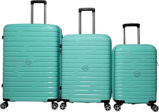 Skybags Set of 3 (Cabin+ Medium+Large) Polypropylene Hard Suitcase (56+67+77 cm) | Luggage Trolley with 8 Spinner Wheels A...
