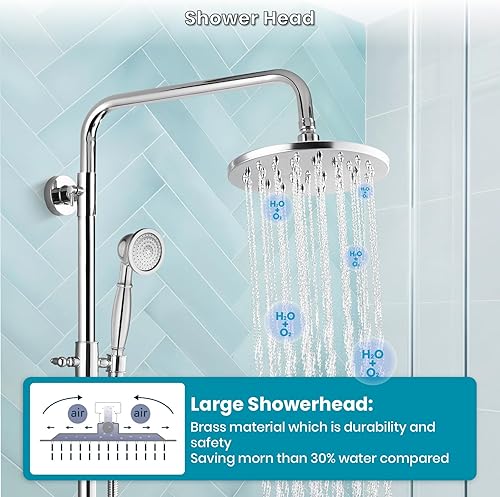 Miniatura 7 de gotonovo Juego de 8 grifos de ducha expuestos a la lluvia, 2 pomos dobles, mango cromado, triple función, boquilla de ducha, conjunto de unidades de