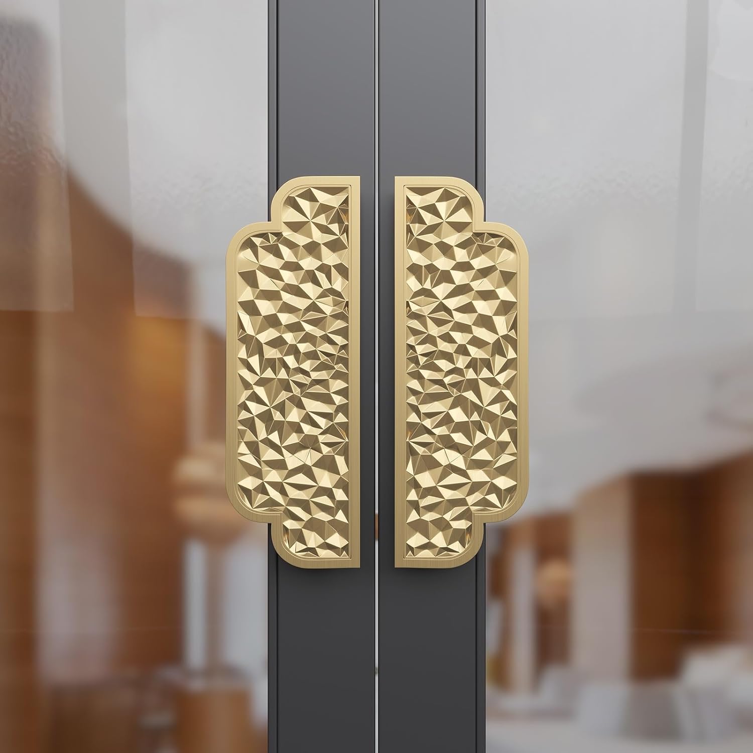 Chinese Style Aluminum Commercial Double Side Entry Handle for Wood/Glass Gates Push Pull Door Handles with Hardware (Style5 50X40cm/19.7"X15.8")