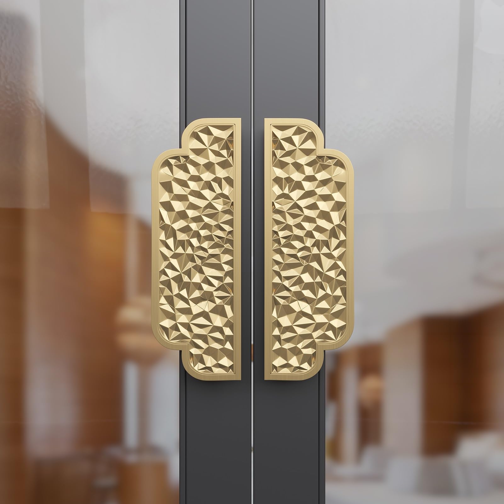 Poignées de porte en aluminium style chinois pour portail bois verre et entrée commerciale