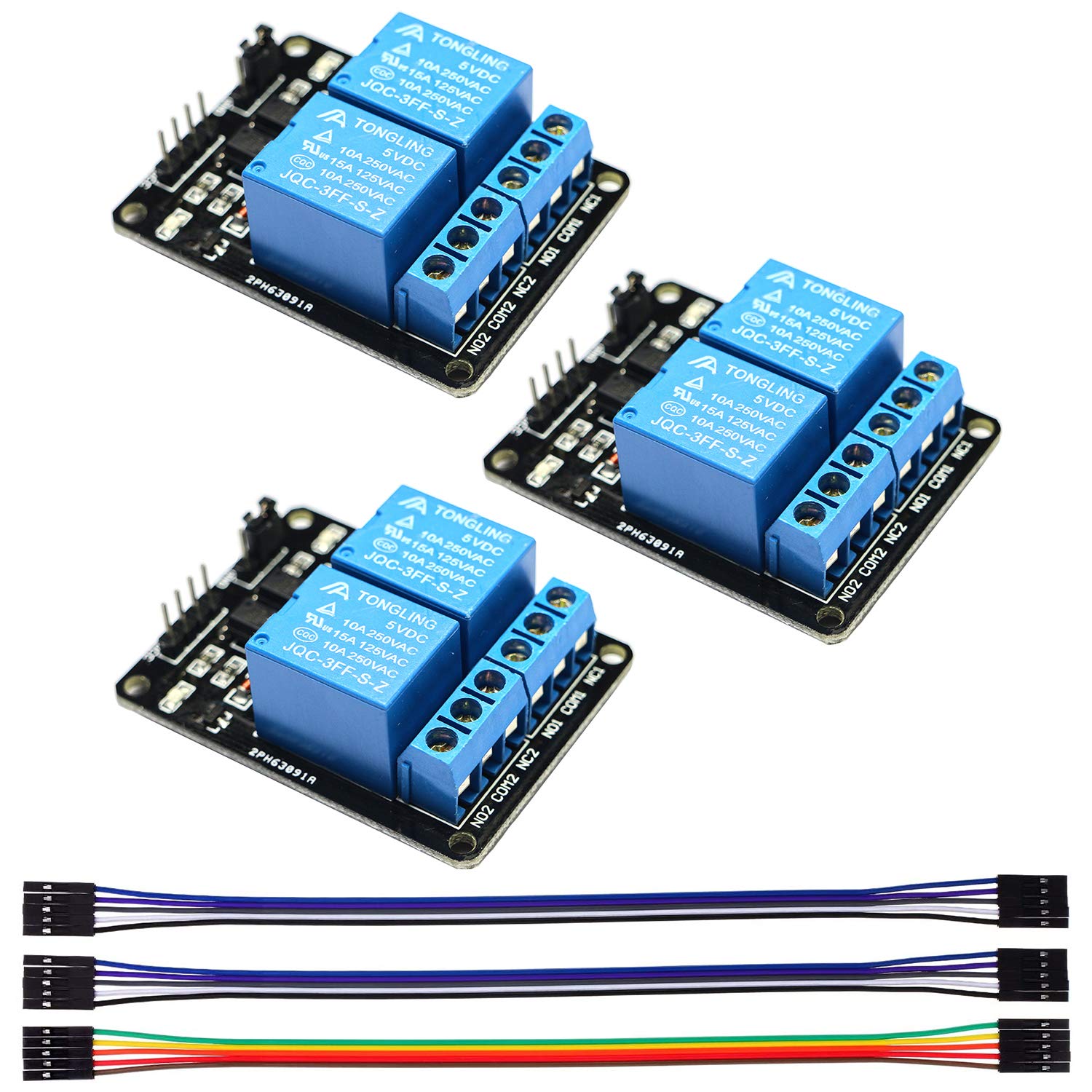 AIHJCNELE 3pcs DC5V 2 Channel Relay Module with Optocoupler