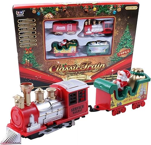 Juego de tren de Navidad alrededor del árbol, trenes eléctricos de Navidad para niños de 3, 4, 5, 6, 7, 8 años en adelante (M)