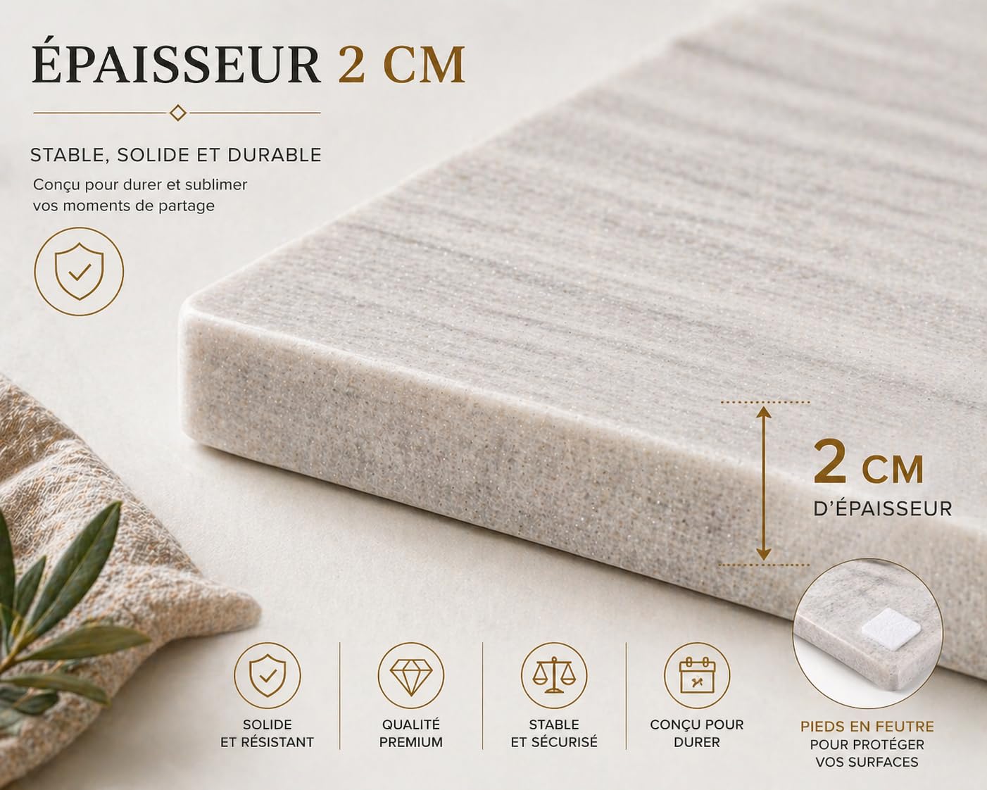 Planche à Découper en Marbre Blanc Massif 40 x 30 cm – Plateau Cuisine Élégant pour Fromage, Sushi et Charcuterie – Pierre Naturelle Épaisse – Fabriqué en Italie | Kalu Creations