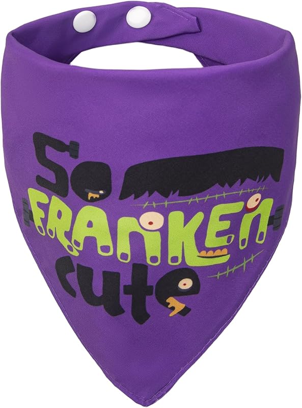 Bandana para Cães So Franken Cute ICEMOOD Roxa com Fechamento de Botão de Pressão (P e PP)