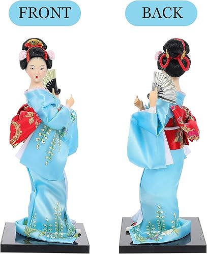 Miniatura 5 de HEALLILY Figura japonesa de geisha con adornos de abanico, estatua asiática, kimono, escultura, manualidades, coleccionables, para el hogar, mesa,