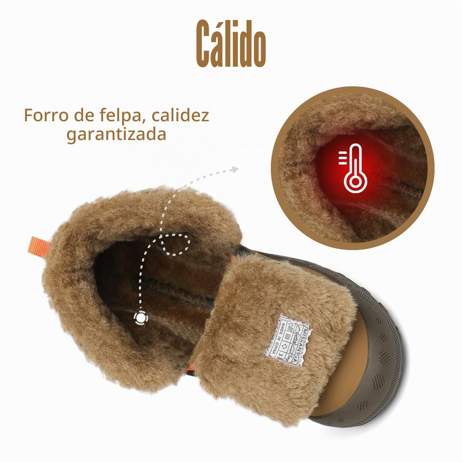 Mishansha Botas de Nieve Niño Botas Antideslizantes, Marrón 35 | Forro cálido, cierre de autollenado, puntera reforzada, suela con dibujo, colegio, paseos, nieve