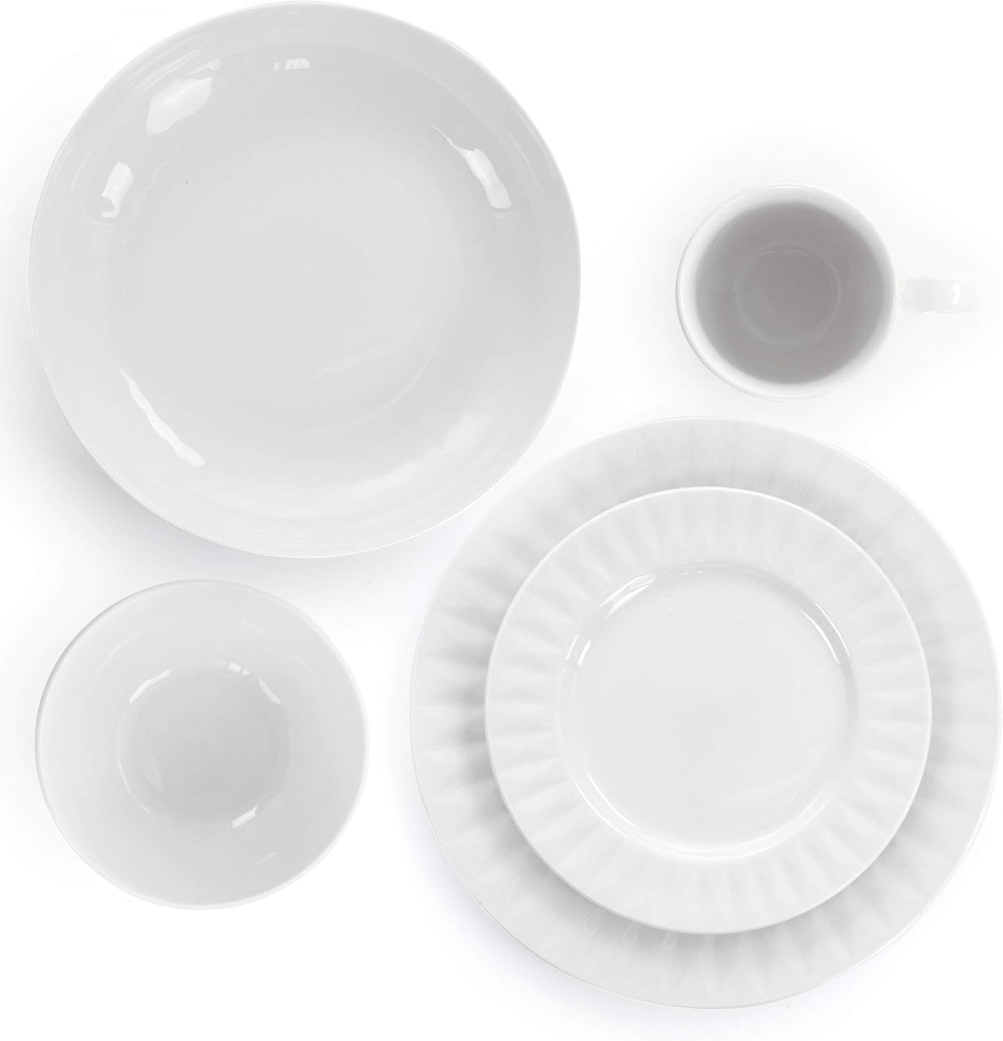 Elama White Porcelain Dish Dinnerware Set, 18 Piece (Elama Glossy) - Image 12