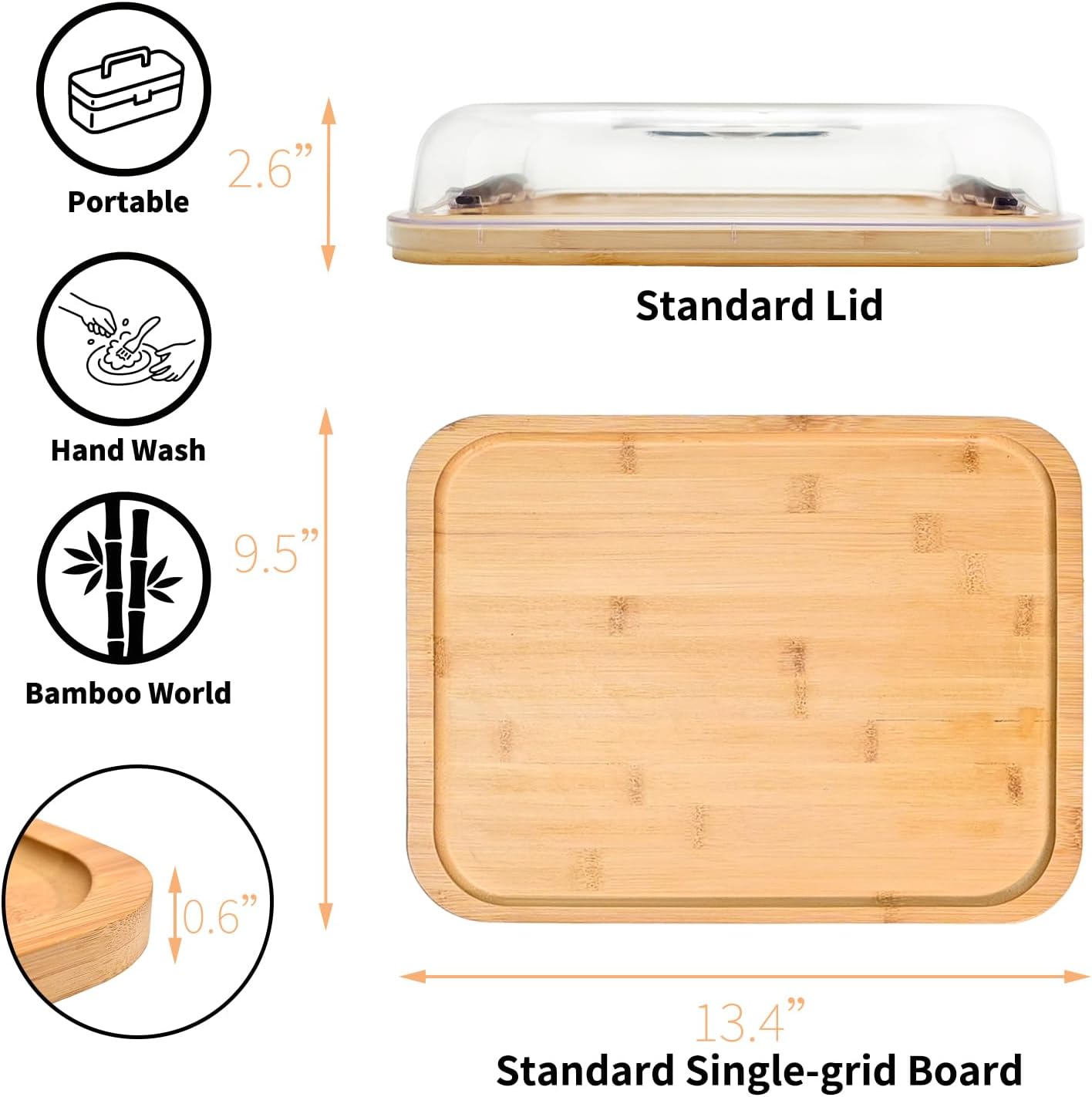 2-Pack Charcuterie Board with Lid - Reversible+ 4-Piece Stainless Steel Cheese Knives, Covered Snack Serving Tray-Large Food Platter，Travel Portable Cheese Board for Picnics & Entertaining - Image 8