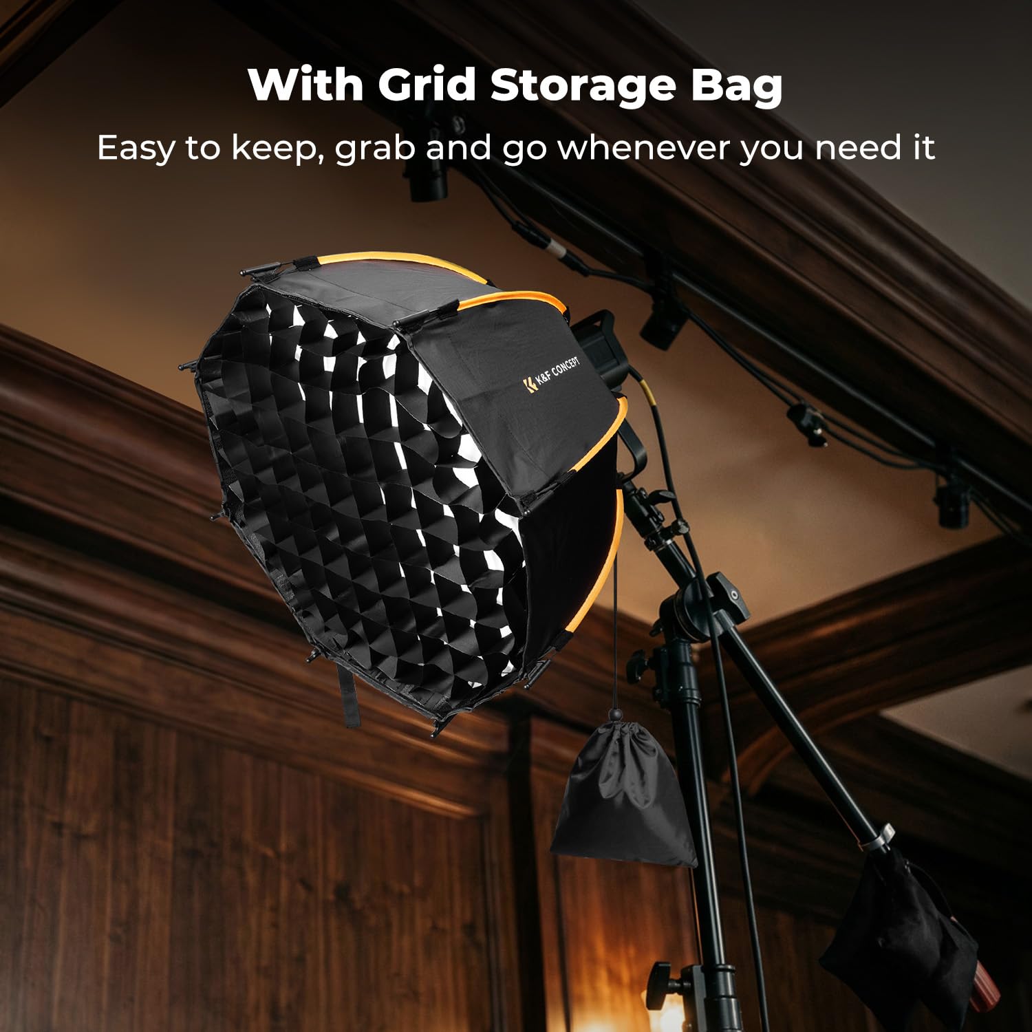 K&F CONCEPT 60 cm Quick Release Softbox z kratką + dyfuzorem + torbą