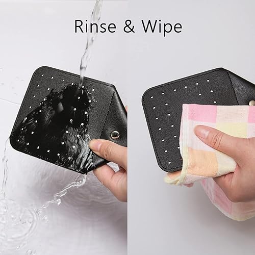 Miniatura 5 de Trieez Matamoscas largo, matamoscas de cuero resistente, matamoscas telescópico de alta resistencia con mango de acero inoxidable duradero,