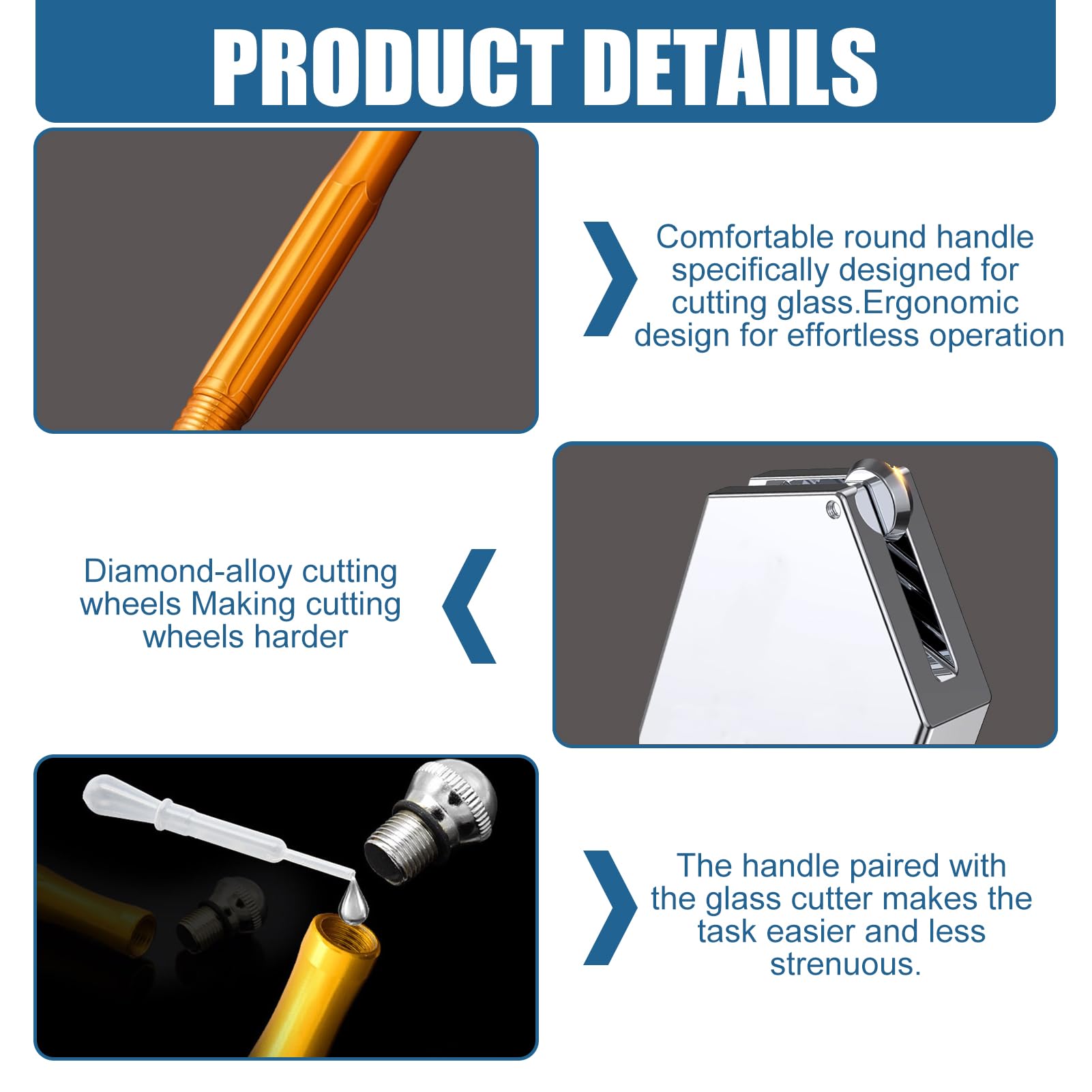 Professional Carbide Alloy Handle Glass Cutter Tool with Carbide Wheel Self Oiling Pencil Style Glass Cutters for Thick Glass Perspex and Tiles Glass Cutter Professional Cutting - Image 4