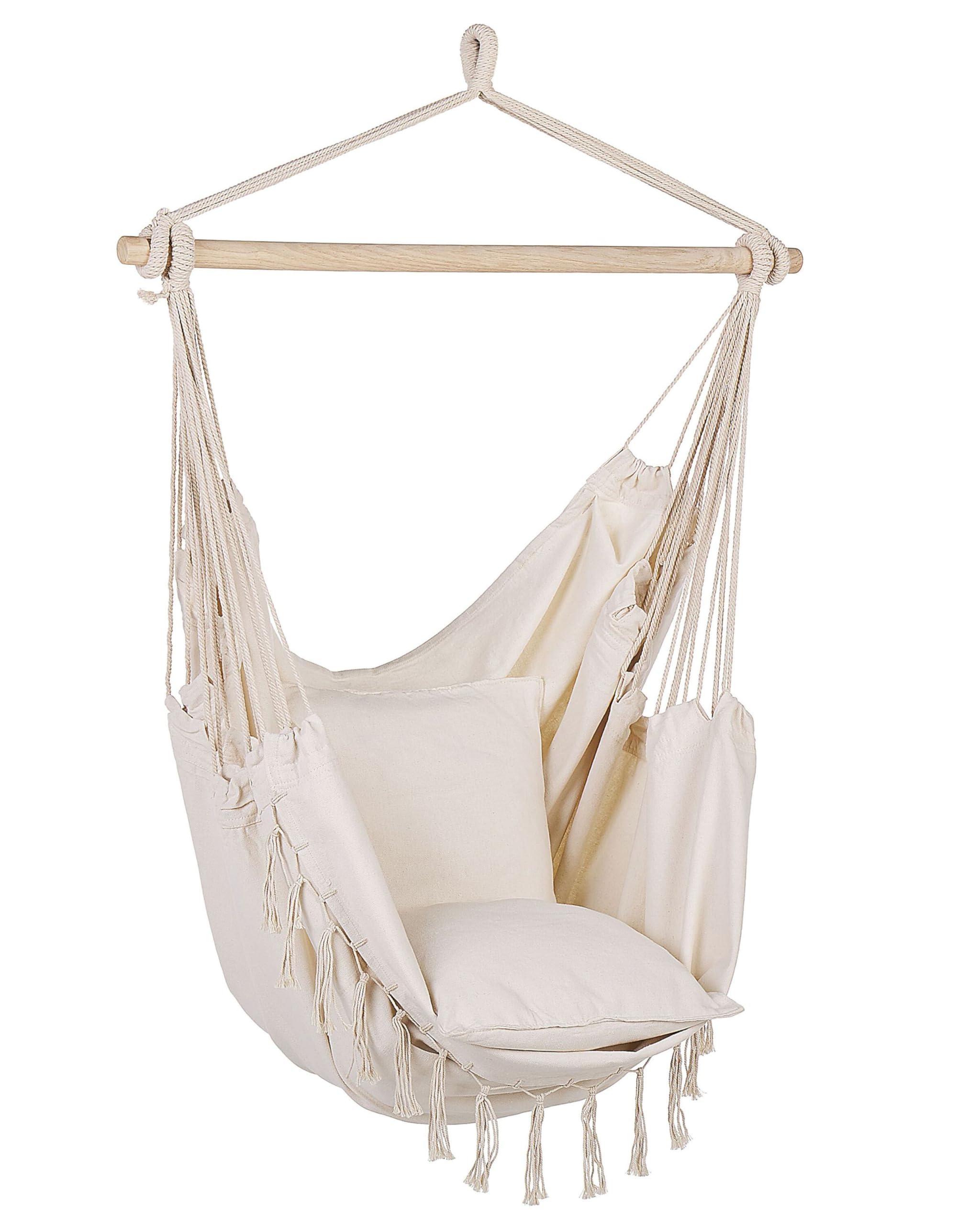 Silla Colgante de algodón poliéster Beige Columpio Hamaca Boho Interior Exterior Bonea