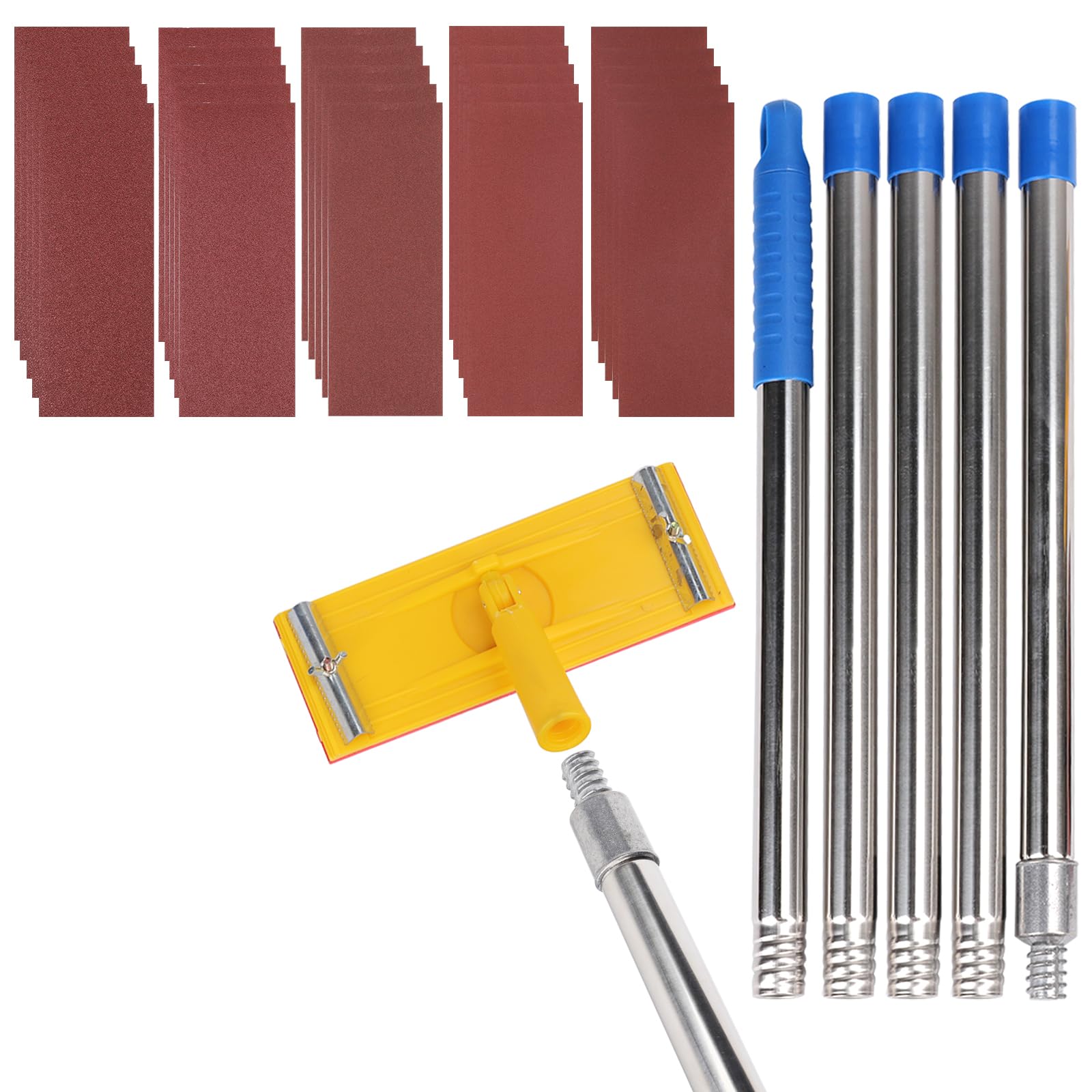 Qivine Heavy Duty Swivel Pole Sander, Wall Sanders with 2.07m Extension Pole & 25 Sandpapers, Drywall Sander for Fast Productive Floor Wall and Ceiling Sanding, Without Ladders, Universal Screw — image 1