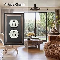 Vista 4 de Single Duplex Outlet Light Switch Cover Adler Metal Wall Plate, 4-Pack Aged Bronze 1 Gang, for Receptacle Light Switch, Switch Cover Decorative