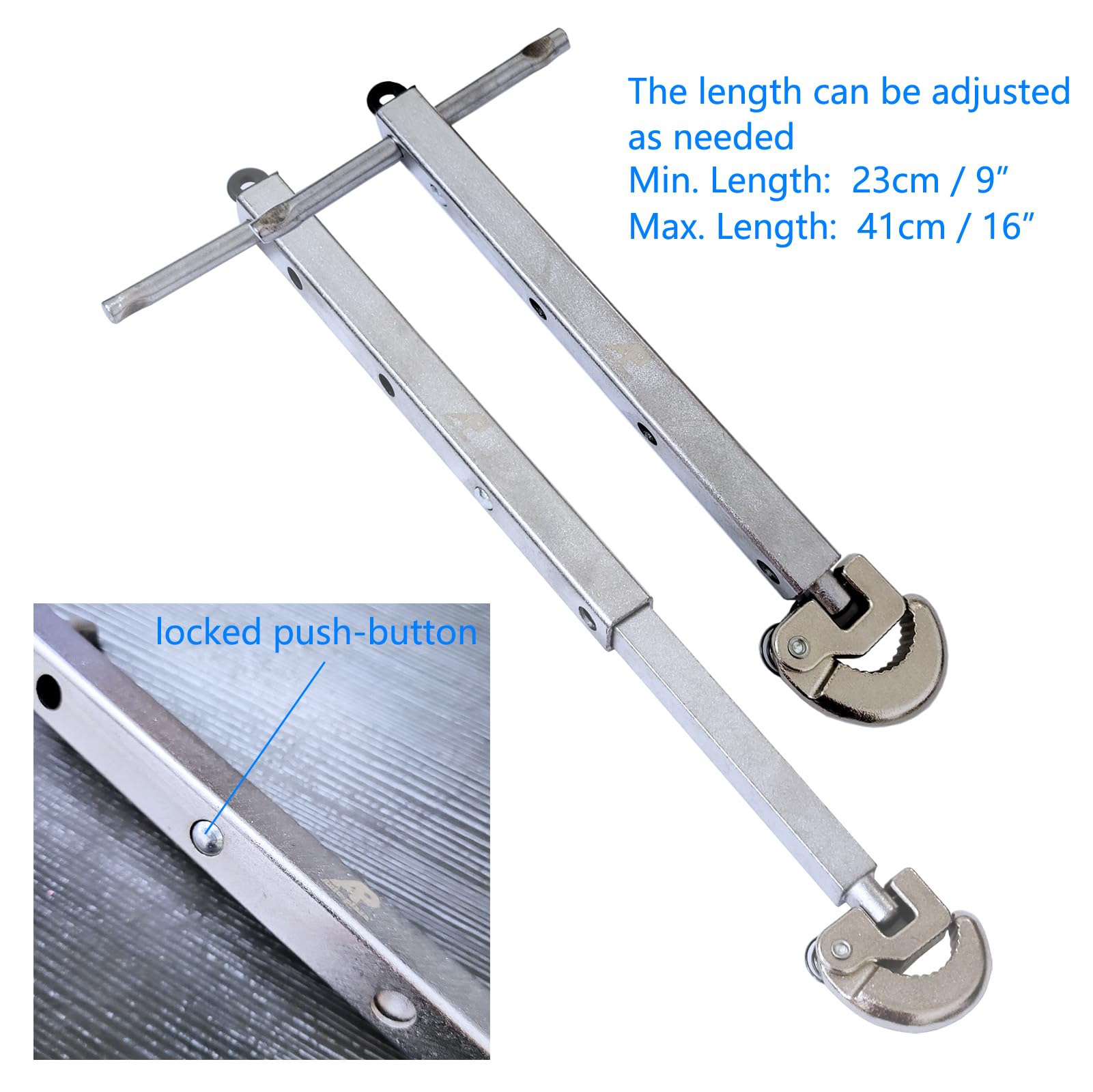 Adjustable Telescoping Basin Sink Wrench Tool, 3/8'' to 1-1/4'' Capacity Jaw w/ 10" to 17" Extendable Handle, for Tight Space - Image 2