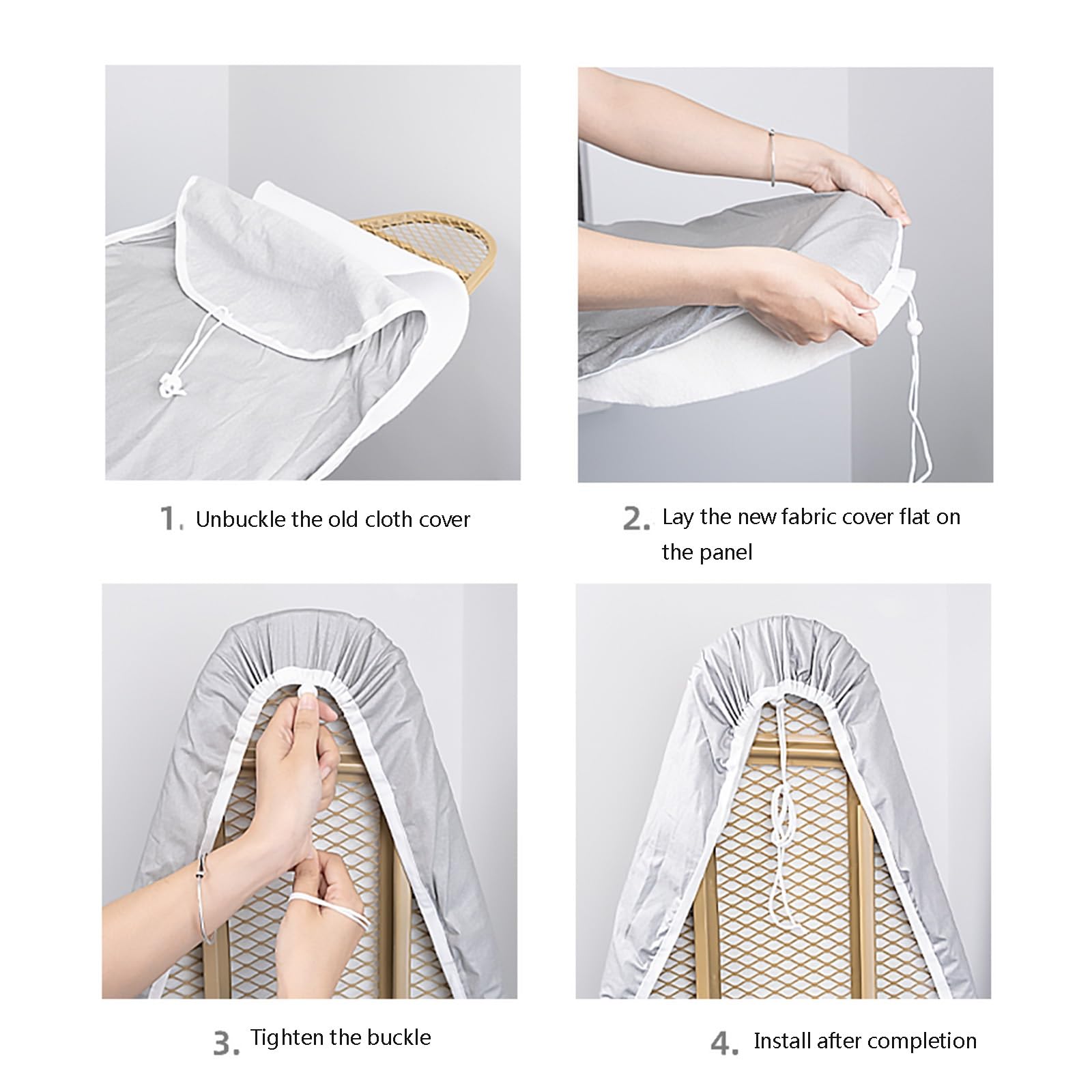 Genérico Funda de Tela de Repuesto para Tabla de Planchar, Resistente a Altas temperaturas, Gruesa, Antiadherente y con Almohadilla de algodón Gruesa (Color: Gris, tamaño: M)