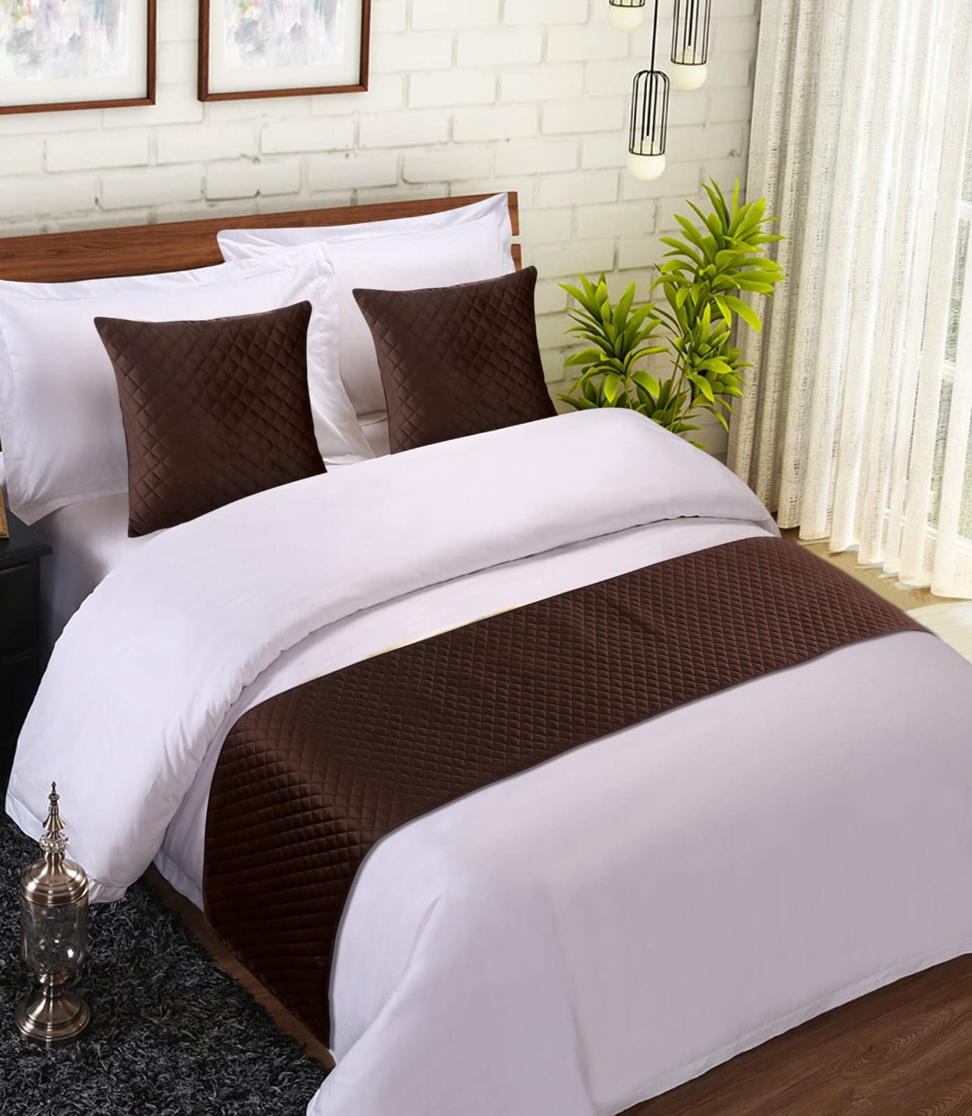 Shri Anand Creations Quilted Velvet Combo of Bed Runner with Cushion Covers(Dark Brown) (Bed Runner 18x90inches) (Cushion Covers 16x16inches) (B0BTVV9CF8) Amazon Price History, Amazon Price Tracker
