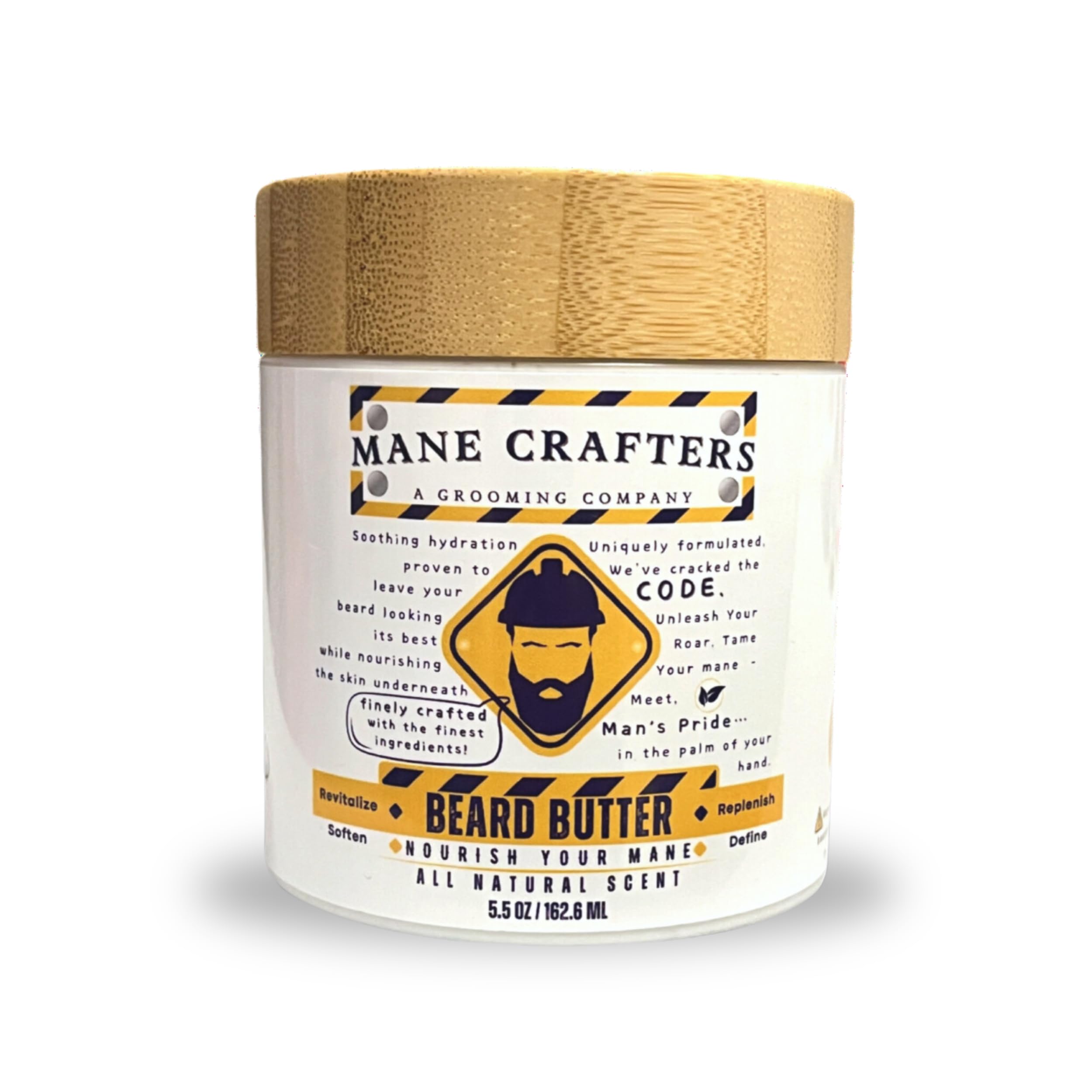 Lard Infused Beard Butter - Non Greasy - All Natural Scent (Unscented) 5.5 oz 