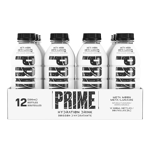 PRIME Hydration META MOON | Sports Drinks | Electrolyte Enhanced for Ultimate Hydration | 10% Coconut Water | B Vitamins | Antioxidants | 2g Of Sugar | 500mL | 12 Pack - Meta Moon