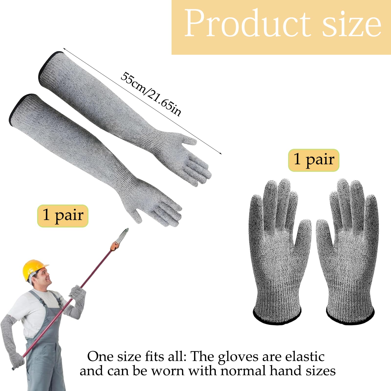 XcnPer Long Gardening Gloves, Guard Gloves Gardening Long Sleeve, Cut Resistant Gloves for Women 2 works Set (Long + Short) - Image 2