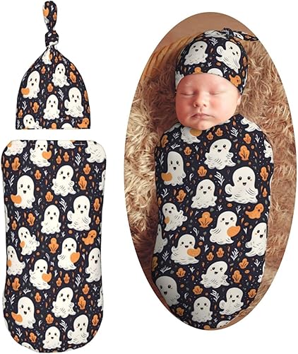 Miniatura 8 de Pink Ghost - Manta para recién nacido con gorro, saco de dormir suave para bebé, elástico y ajustable