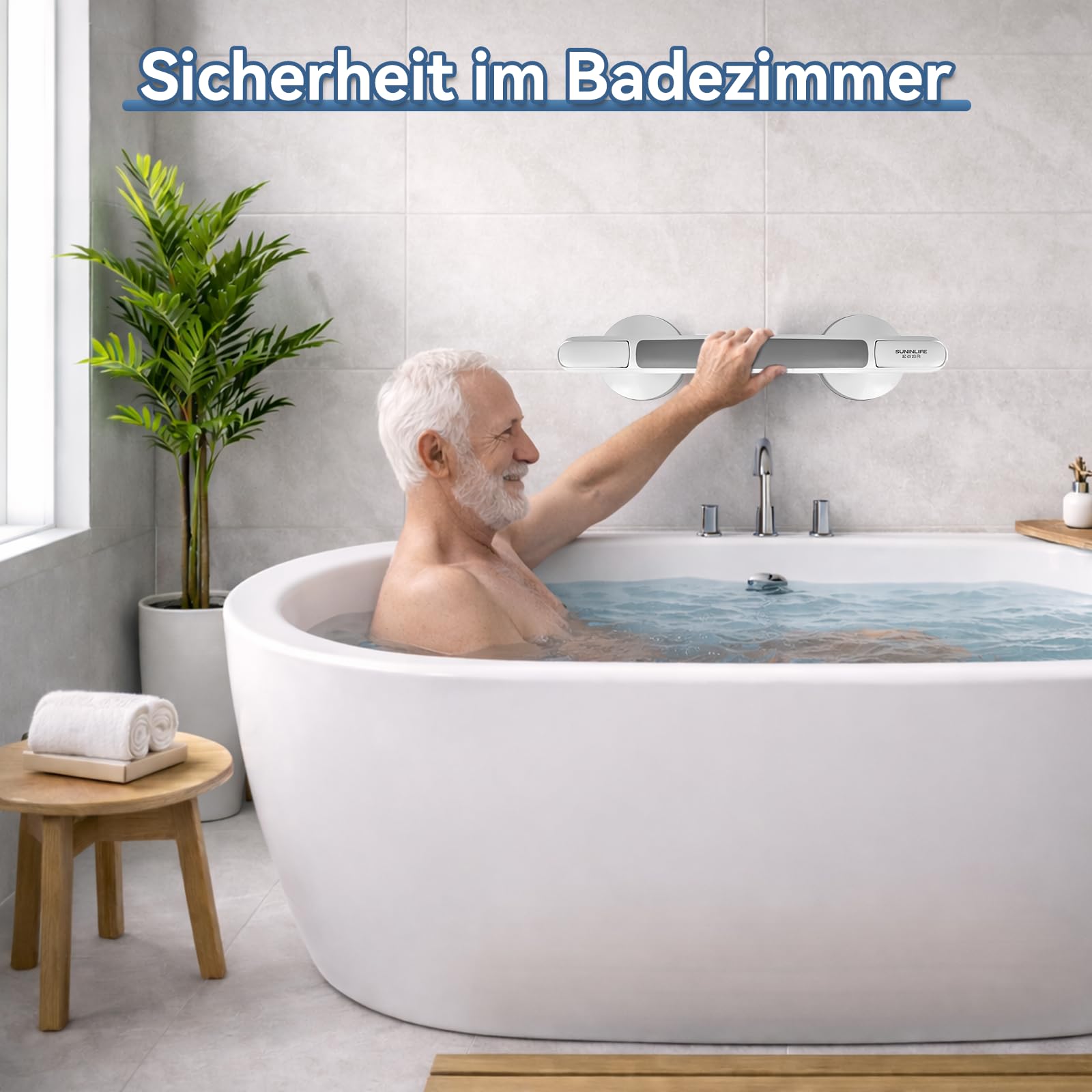 Uchwyt z przyssawką, uchwyt do prysznica, bez wiercenia, dla seniorów, zdejmowany uchwyt prysznicowy z przyssawką, uchwyt do wanny, uchwyty ssące do wanny, handicapu, osób starszych, pomoc