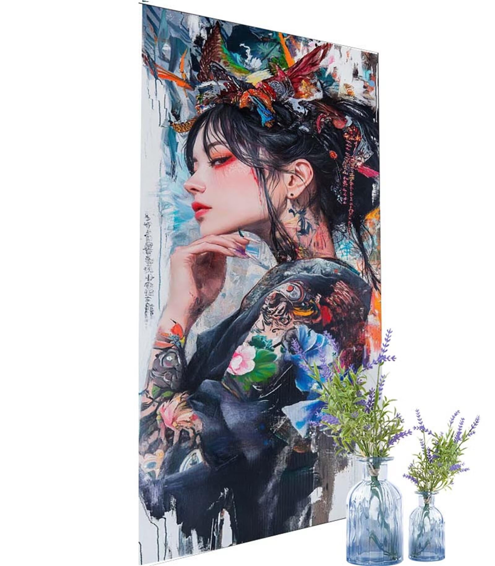 Diamond Painting Adulte Femme, Broderie Diamant Grand Format Japonais Diamond Painting 5D DIY Loisir Créatif Adulte Femme, Diamond Art Artisanat Kit pour Decoration Maison Murale 80x160 cm Model-907