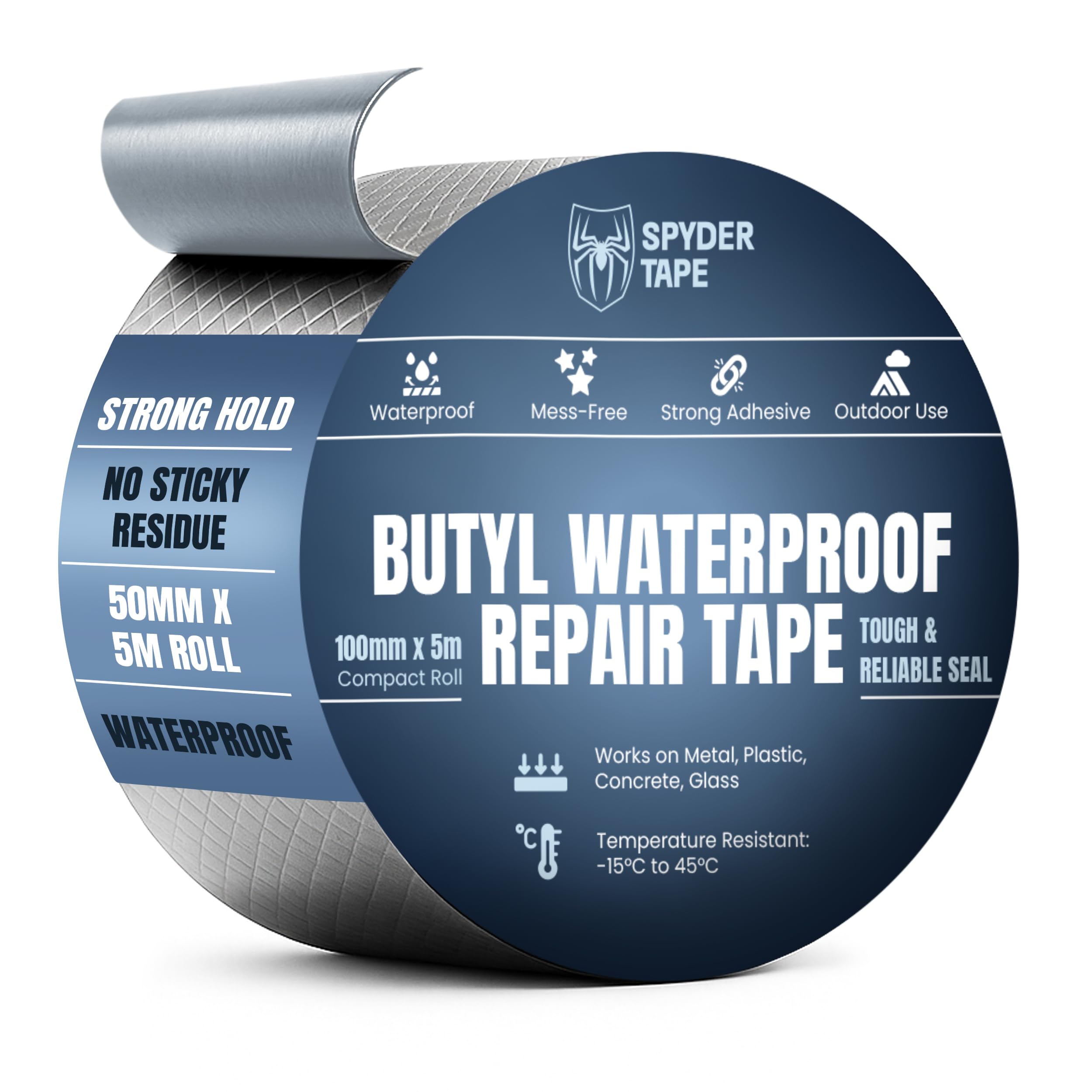 Butyl Tape 50mm x 5m – Waterproof Self-Adhesive Sealing Tape for Roof Repair, Gutters, Flashing, Caravans & Marine – All Weather Leak Repair Sealant for RV, Sheds, Windows, Ponds & Conservatories