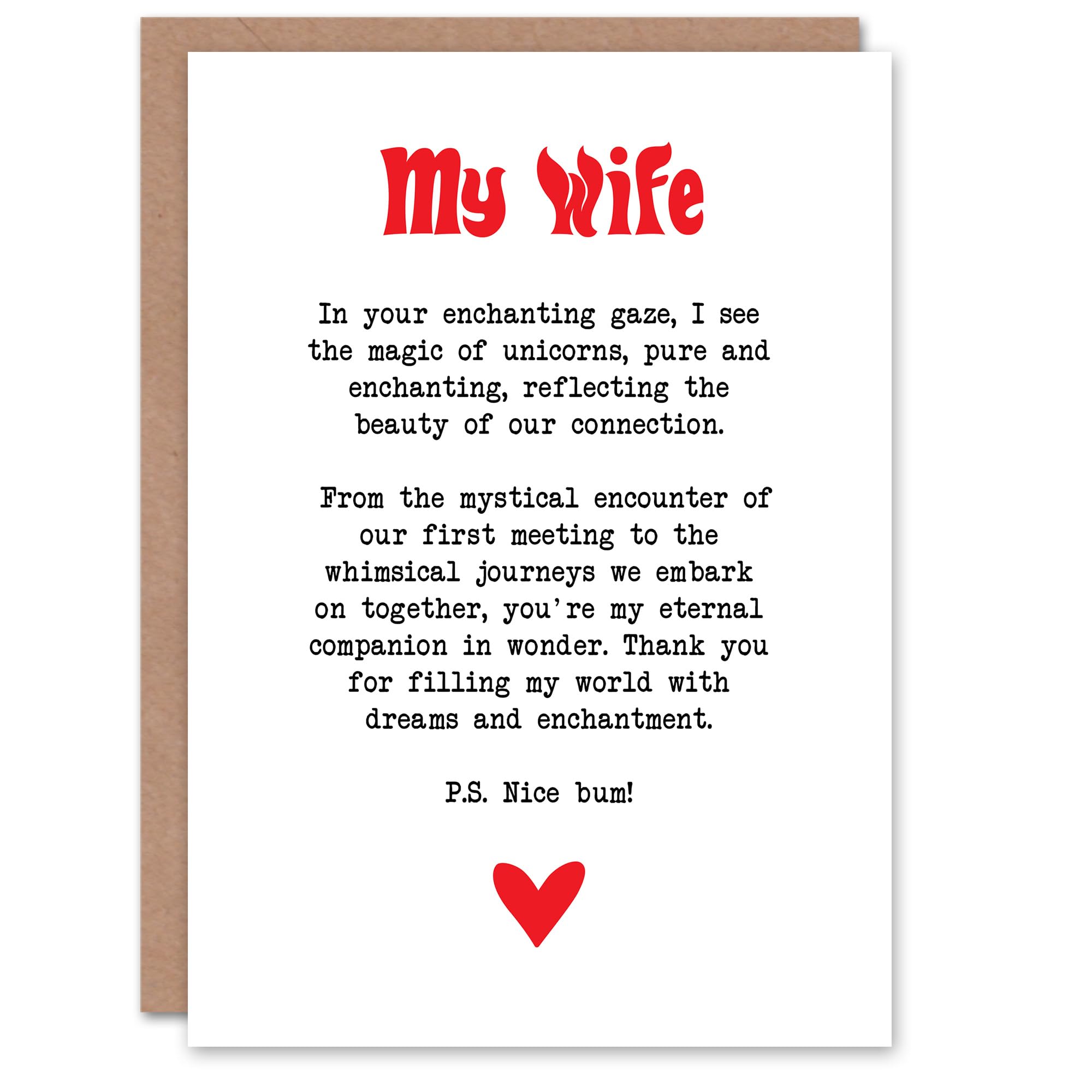 Artery8 Greeting Card Love Poem Unicorn Magic Wife Romantic Poetry Fun For Her Woman Anniversary Card