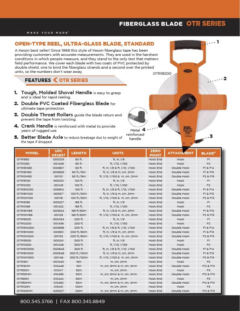 Get Special Price Keson OTR100MM Open Reel Fiberglass Tape Measure Reel (Graduations: 5mm & 2mm), 100-Meter