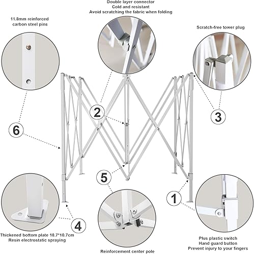 Miniatura 3 de AMERICAN PHOENIX Tienda de campaña desplegable de 10 x 10 pies, portátil, instantánea, comercial, al aire libre, playa, refugio de mercado